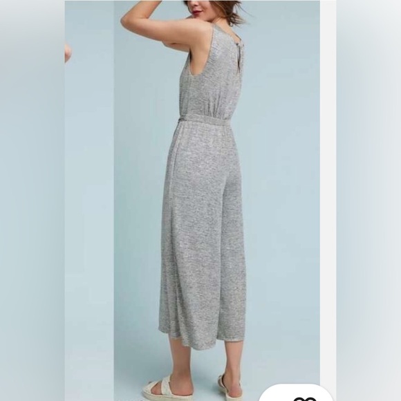 Anthropologie Meadow Rue Alchemist metallic silver sleeveless jumpsuit M new NWT - Picture 2 of 5